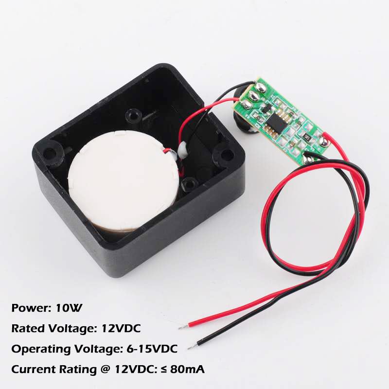 Wishiot 12V DC Black Mini Piezo Alarm Siren 110dB Insurance Safes Anti-Theft Alarm High-Decibel Buzzer for Carï¼ˆPack of 5ï¼‰ - Image 5